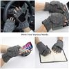 Image 5 : 4 Pairs of ViGrace Winter Knitted Convertible Fingerless Gloves/Mittens for Winter - Brand New
