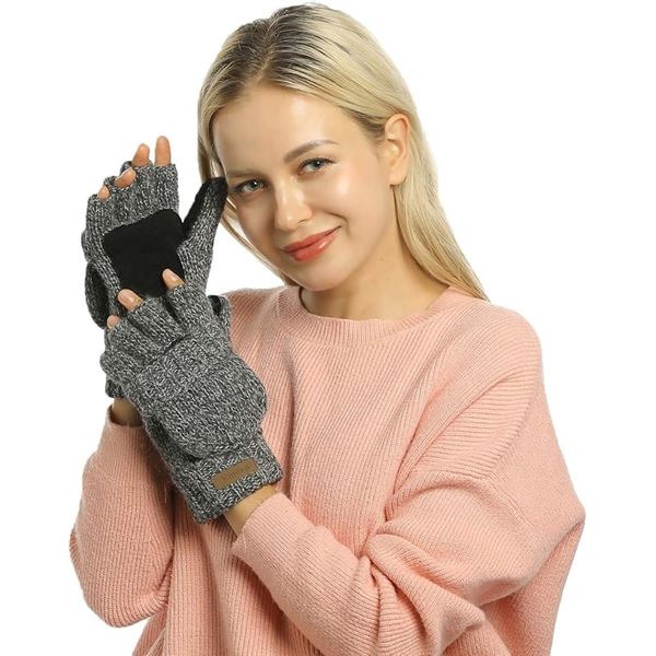 4 Pairs of ViGrace Winter Knitted Convertible Fingerless Gloves/Mittens for Winter - Brand New