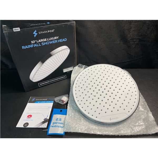 1 Sparkpod 10" Large Luxury Rainfall Shower Head - Chrome/White Design - Brand New