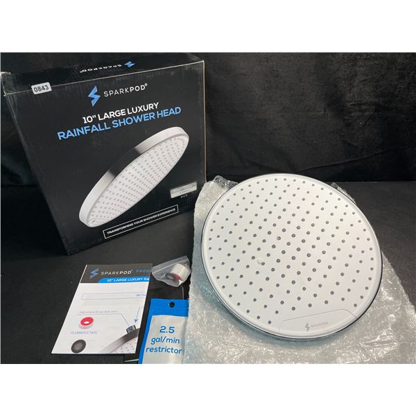 1 Sparkpod 10" Large Luxury Rainfall Shower Head - Chrome/White Design - Brand New