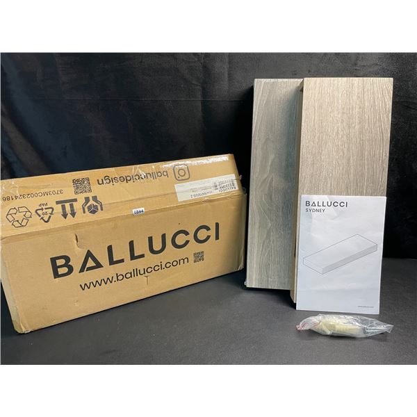 Set of 2 Ballucci Sydney Floating Wall Shelves - 16 inch - 6" Deep Shelves - Rustic Grey - New