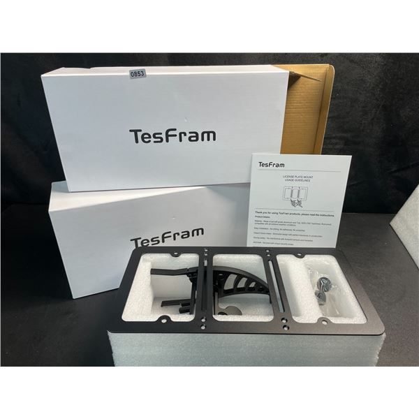 2 TesFram Tesla Model 3 Lockable Front License Plate Holders/Mounts - New