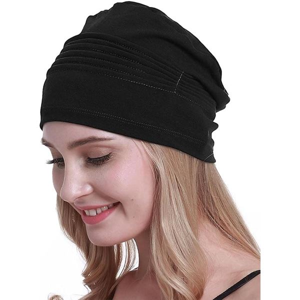 6 Osvyo Cotton Women's Headwear Hats for Hairloss - Brand New (Black)