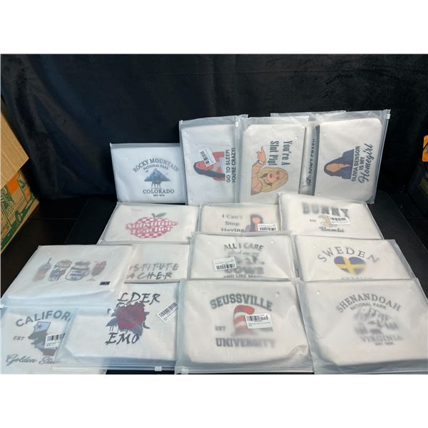 Lot of 16 Assorted/Funny Quote Makeup Storage Pouches/Zipper Cosmetic Pouches - Brand New!