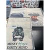 Image 3 : Lot of 8 Assorted Funny/Quote Book Bags/Tablet Storage Bags with Zipper Pouch (11.5" x 9") - New