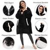 Image 5 : 1 Fantaslook Oversized Wearable Hoodie Blanket- Quarter-Zip - Sherpa - Black - New (Vacuum Sealed)