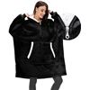 Image 2 : 1 Fantaslook Oversized Wearable Hoodie Blanket- Quarter-Zip - Sherpa - Black - New (Vacuum Sealed)