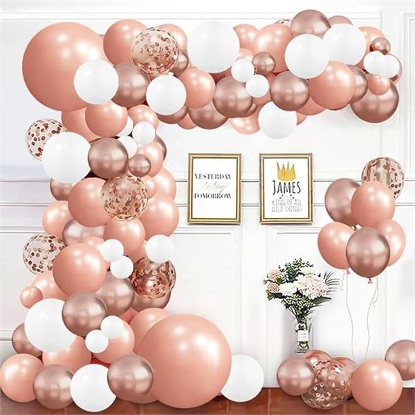 15 Packs of Balloon Arch Kits (135pcs Each) - Rose Gold/Confetti Balloon Kits for Parties - New