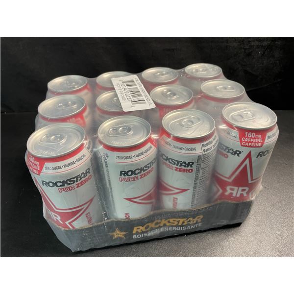 1 Case of Rockstar Energy Drinks - Pure Zero Fruit Punch - 12 Cans (473ml each) - BB: OC 20/25