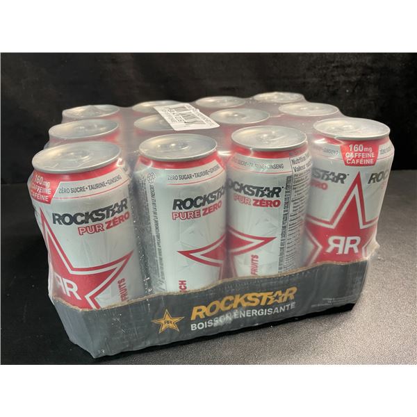1 Case of Rockstar Energy Drinks - Pure Zero Fruit Punch - 12 Cans (473ml each) - BB: OC 20/25