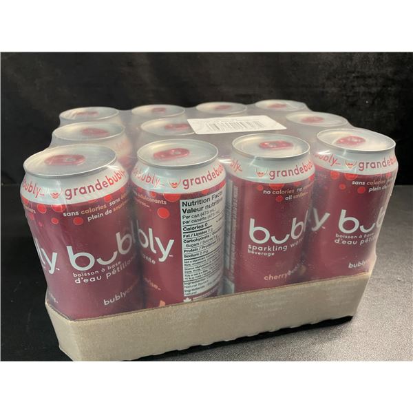 1 Case of Bubly Cherry Sparkling Water - 12 King Size/Tall Cans (473ml Each) - Cherry Bubly