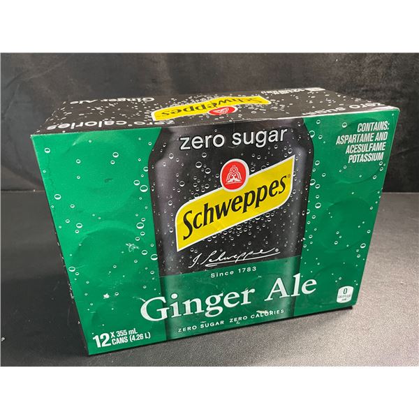 1 Case of Schweppes Zero-Sugar Ginger Ale Soda - 12 Cans (355ml Each)