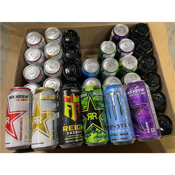 42 Cans of Assorted Energy Drinks - Monster Energy, Rockstar Energy, Reign Energy, etc. - 473ml Each