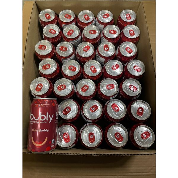 35 Single Cans of Cherry Bubly Sparkling Water Beverages - 355ml Each - BB: May 05/25