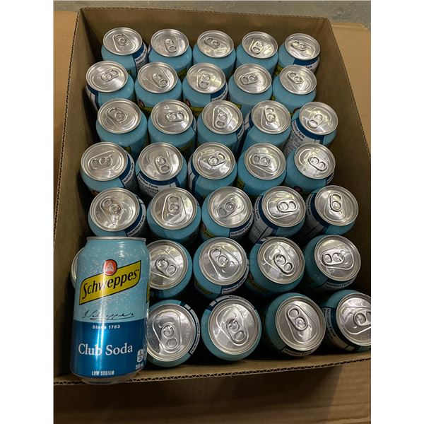 35 Single Cans of Schweppes Club Soda - (355ml Each) - BB: June 3/25
