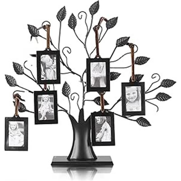 2 Family Tree Picture Hanging Stands with 6 Small (2x3") Frames - Brand New