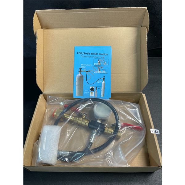 1 Dual Valve CO2 Filling Adapter with 24" Hose & 3000PSI Gauge - New