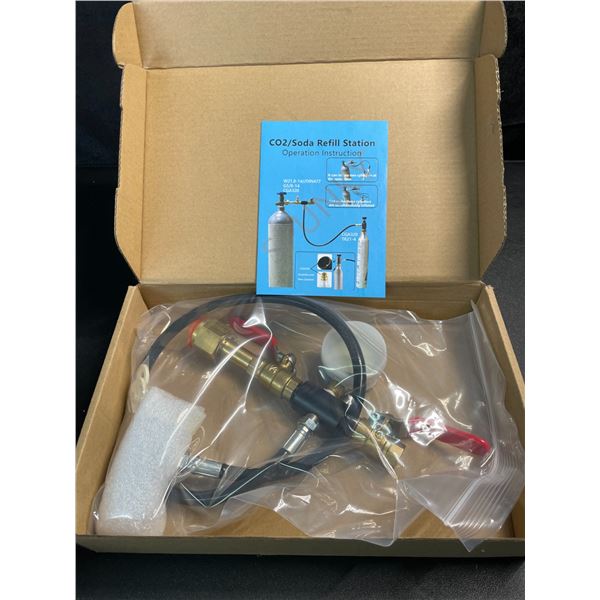 1 Dual Valve CO2 Filling Adapter with 24" Hose & 3000PSI Gauge - New