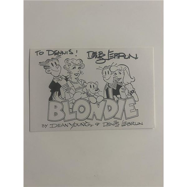 Blondie comic strip Dennis Lebrun signed card.