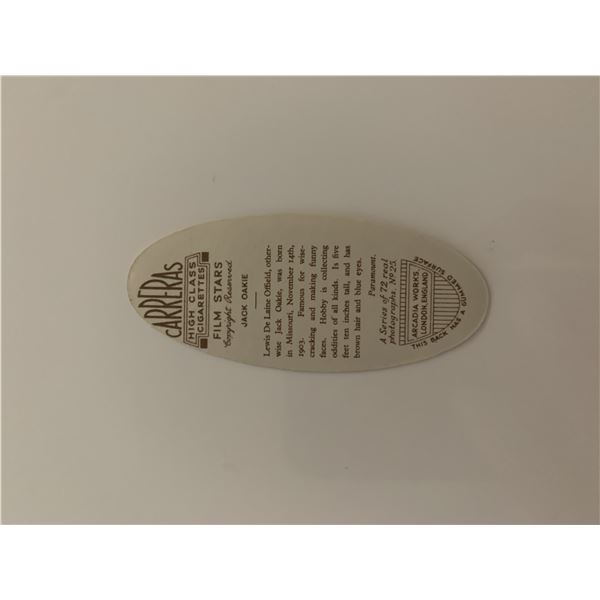 Jack Oakie unsigned cigarette card