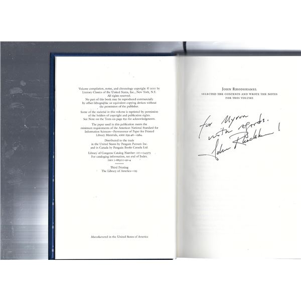 John Rhodehamel signed book