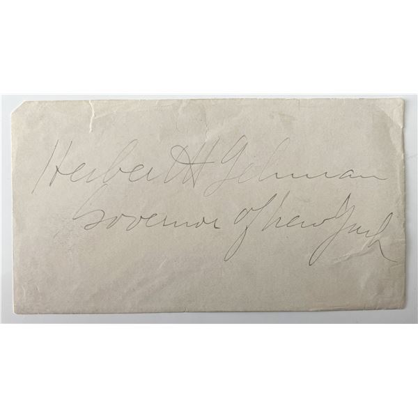 NY Governor Herbert H. Lehman original signature