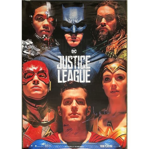 Justice League cast signed movie poster