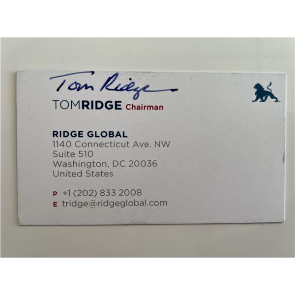 Former United States Secretary of Homeland Security Tom Ridge signed business card