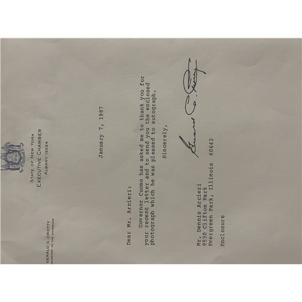 Secretary to NY Governor  Cuomo Gerald C. Crotty signed 1987 letter