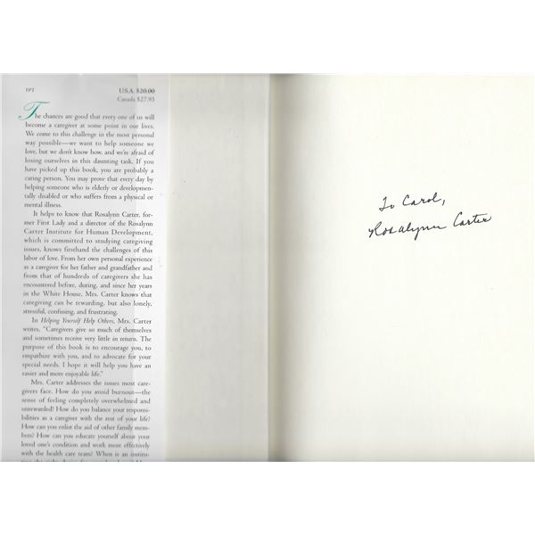 Rosalynn Carter signed book