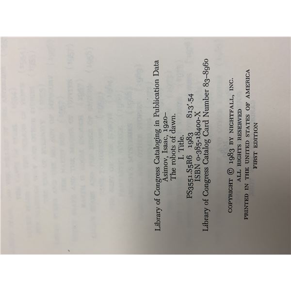 The Robots Of Dawn first edition book