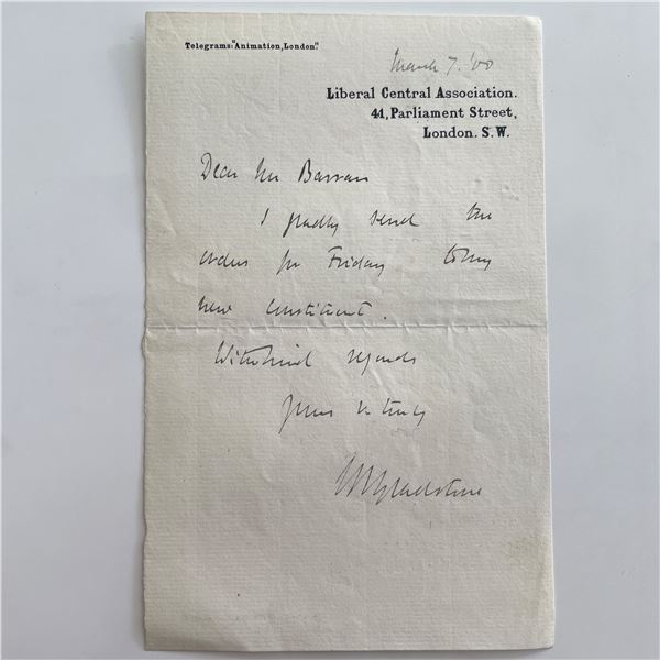 Liberal Central Association London Signed Letter