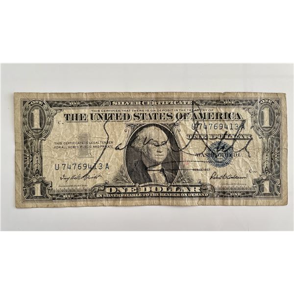 Salvador Dali signed 1957 dollar bill