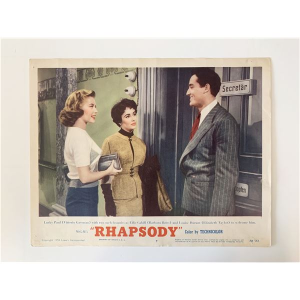 Rhapsody original 1954 vintage lobby card