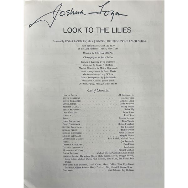 Director Joshua Logan signed Look to the Lillies music book