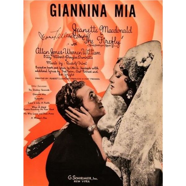 Jeanette MacDonald signed sheet music