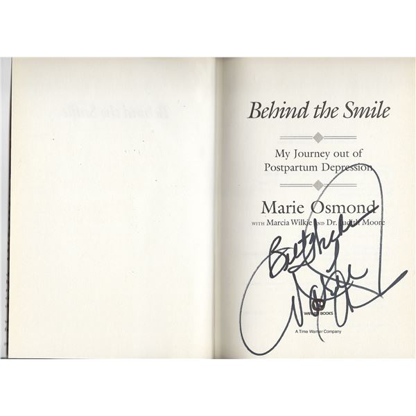 Behind the Smile: My Journey Out of Postpartum Depression Marie Osmond signed book