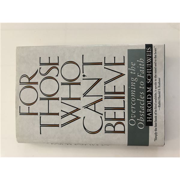 For Those Who Can't Believe Harold M. Schulweis signed book