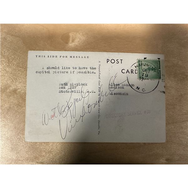 Vince Lombardi Autographed Postcard