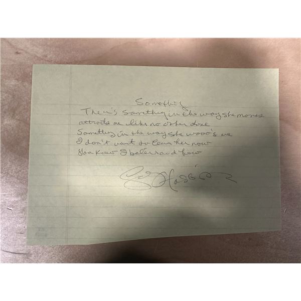 George Harrison Handwritten Something Lyrics