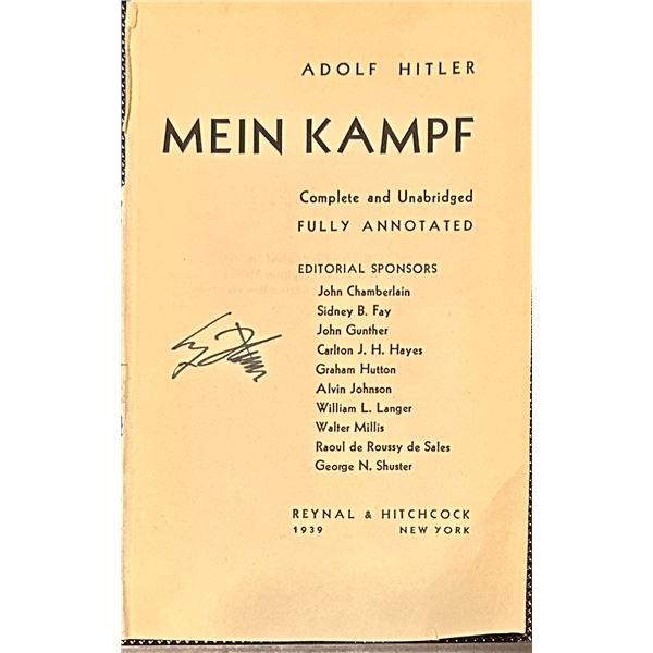 Adolf Hitler Autographed Mein Kampf Book Page
