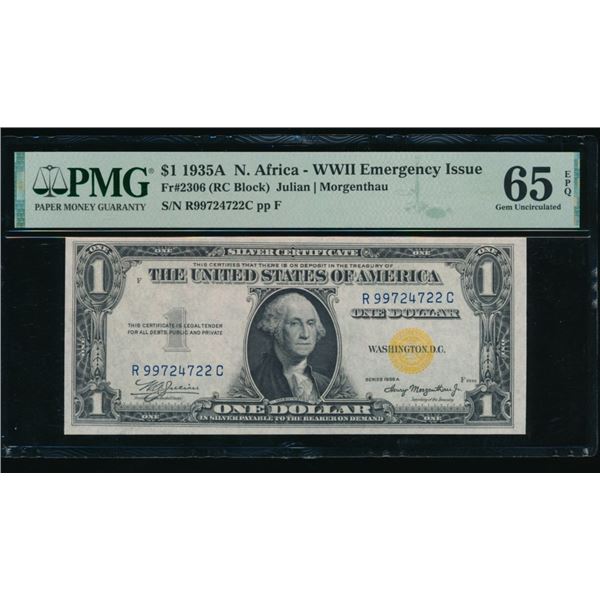 1935A $1 N Africa Silver Certificate PMG 65EPQ