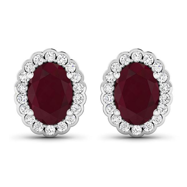 14KT White Gold 1.7ctw Ruby and Diamond Earrings