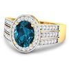 Image 2 : 14KT Yellow Gold 1.9ctw London Blue Topaz and Diamond Ring