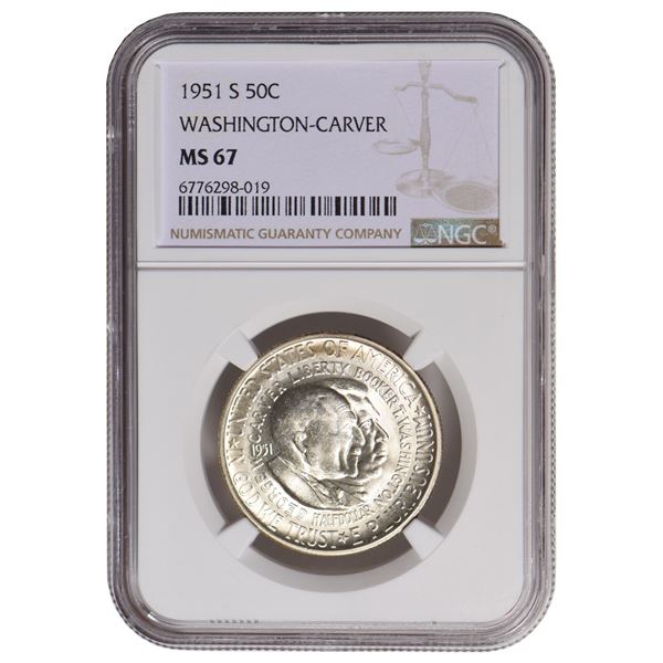 1951-S George Washington Carver Commemorative Half Dollar NGC MS67