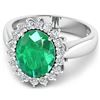 Image 3 : 14KT White Gold 3.14ctw Zambian Emerald and Diamond Ring