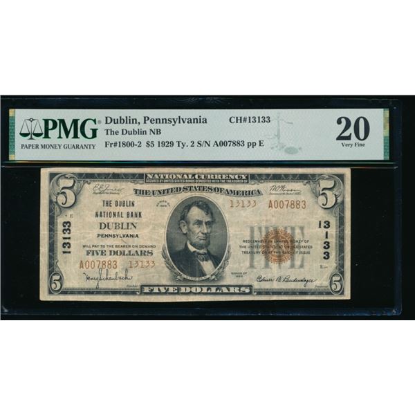 1929 $5 Dublin PA National PMG 20