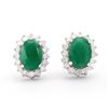 14KT White Gold 1.50ctw Emerald and Diamond Earrings