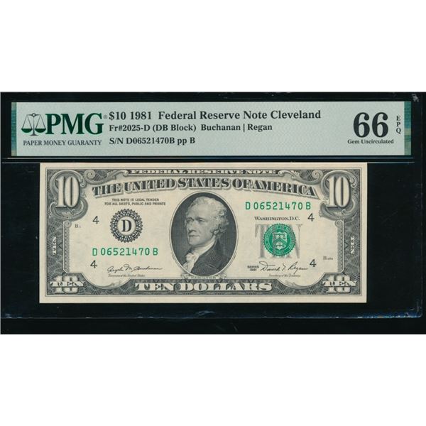 1981 $10 Cleveland FRN PMG 66EPQ