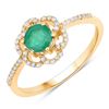 14KT Yellow Gold 0.55ctw Zambian Emerald and White Diamond Ring